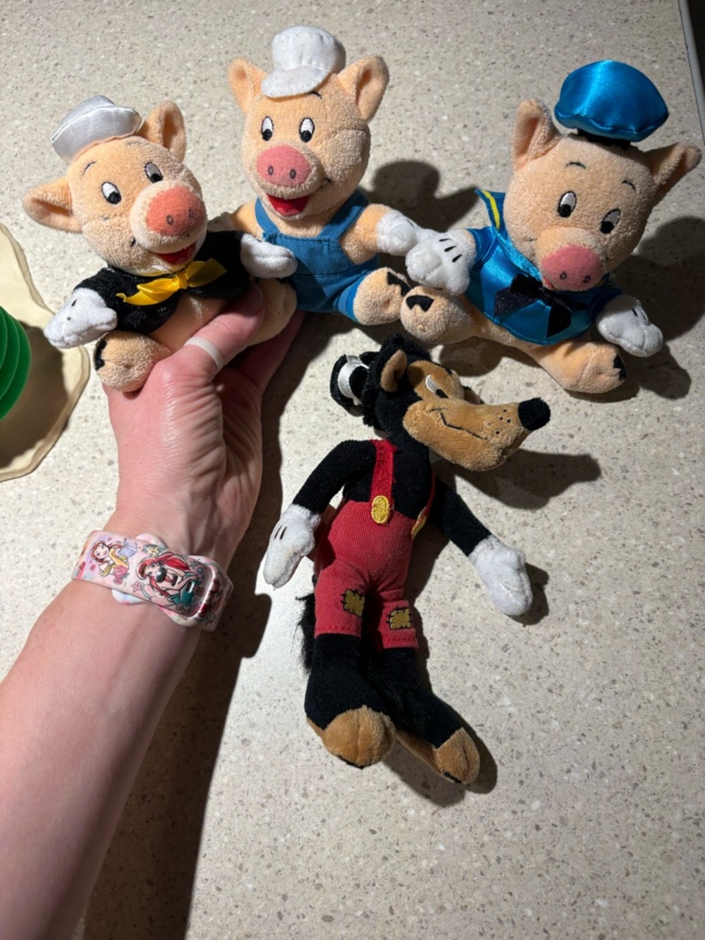 Disney Plush big bad wolf and 3 pigs